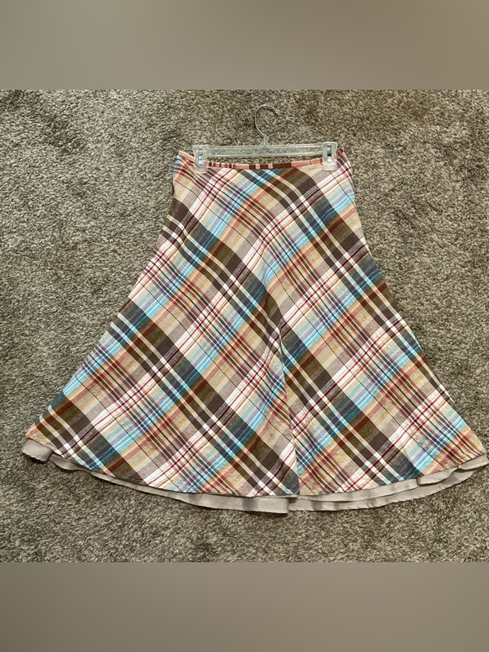 Christopher & Banks Plaid A-Line Skirt with Beige Underskirt Medium
